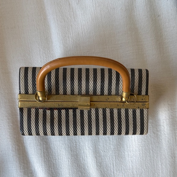 Vintage Fendi Pequin Pattern Box Bag, late 80s / Early 90s - Picture 6 of 8